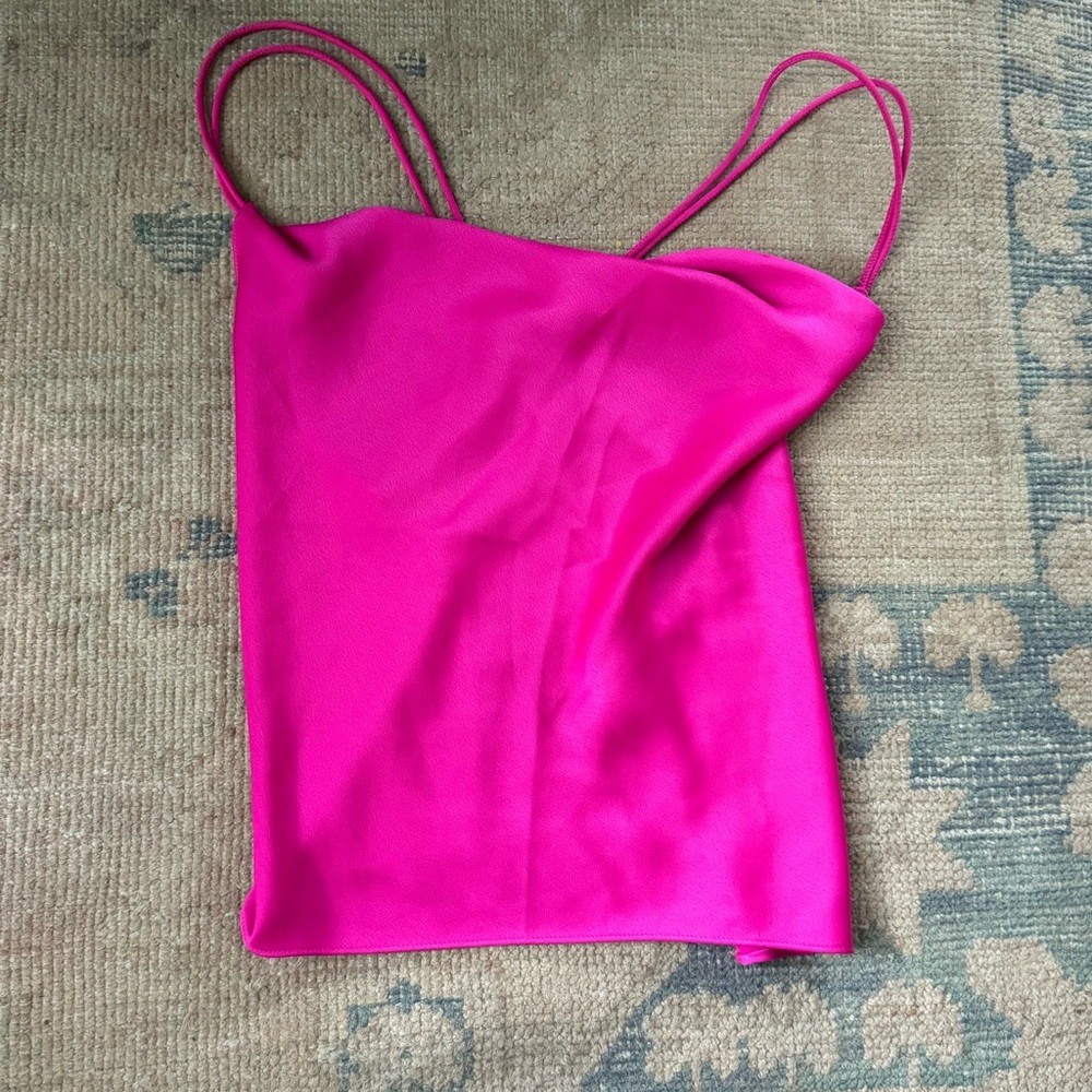 Vintage Hot Pink Backless Silk Top